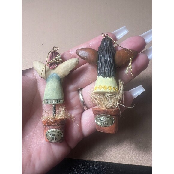 Lot of 2 Fairy Angel Figurines Flower Pot Stand Alone Holiday Christmas Decor - Picture 2 of 2